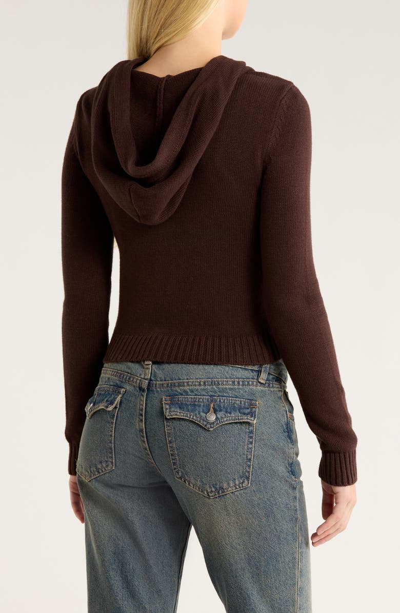 PacSun Skylar Front Zip Sweater Hoodie, Alternate, color, Brown