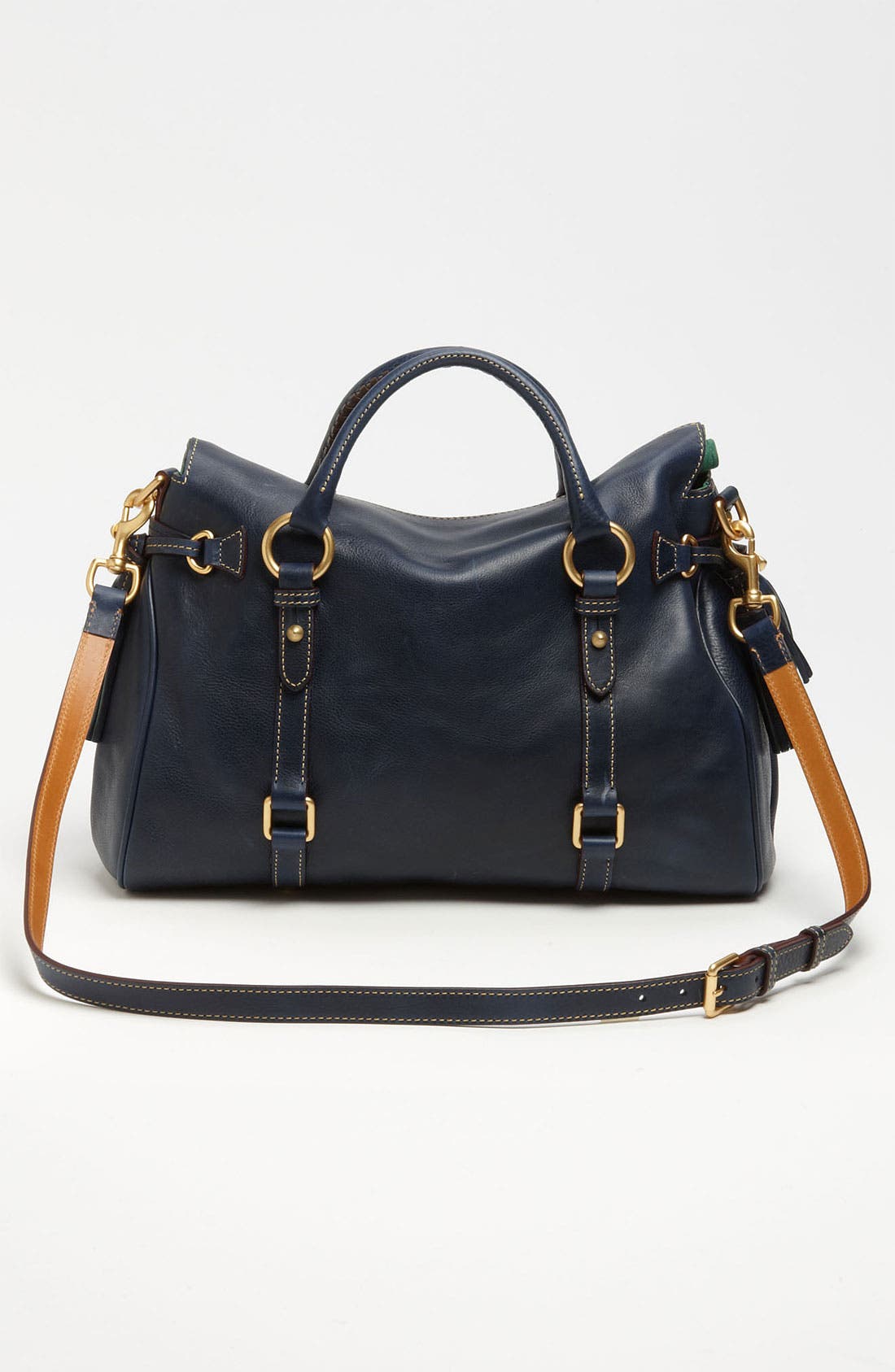 'Florentine Collection' Vachetta Leather Satchel, Alternate, color, NAVY