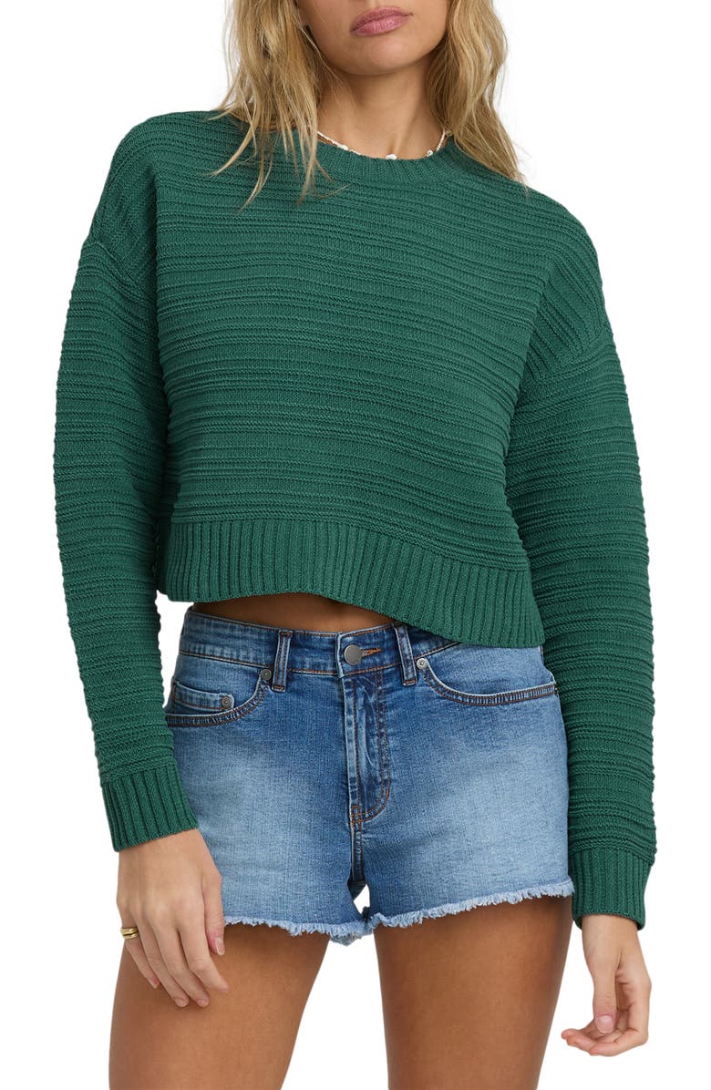 Billabong Evie Crop Sweater, Main, color, Aspen Gold