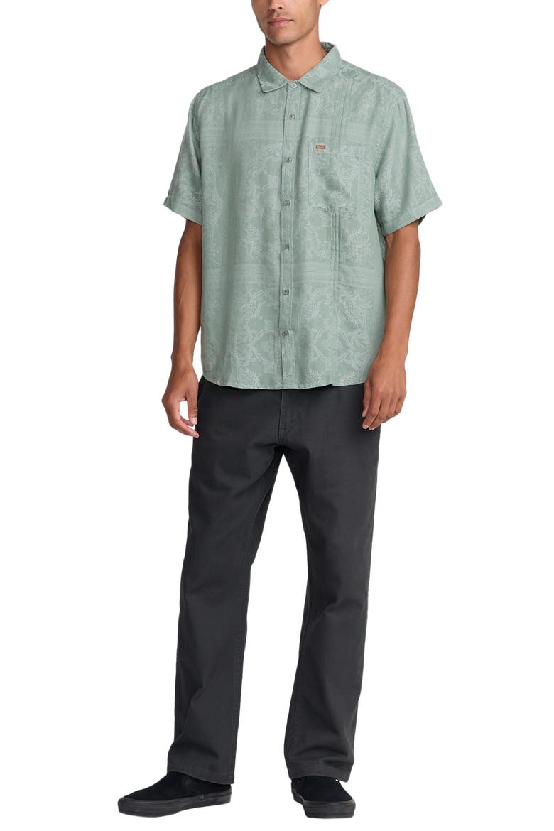 Mellowist Short Sleeve Button-Up Shirt, Alternate, color, JADE