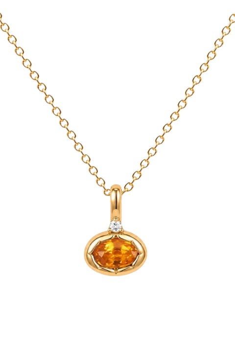 Oval Birthstone Charm Necklace