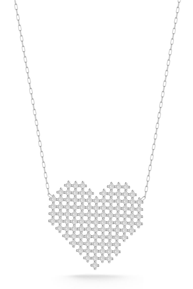 Cubic Zirconia Heart Pendant Necklace, Main, color, SILVER