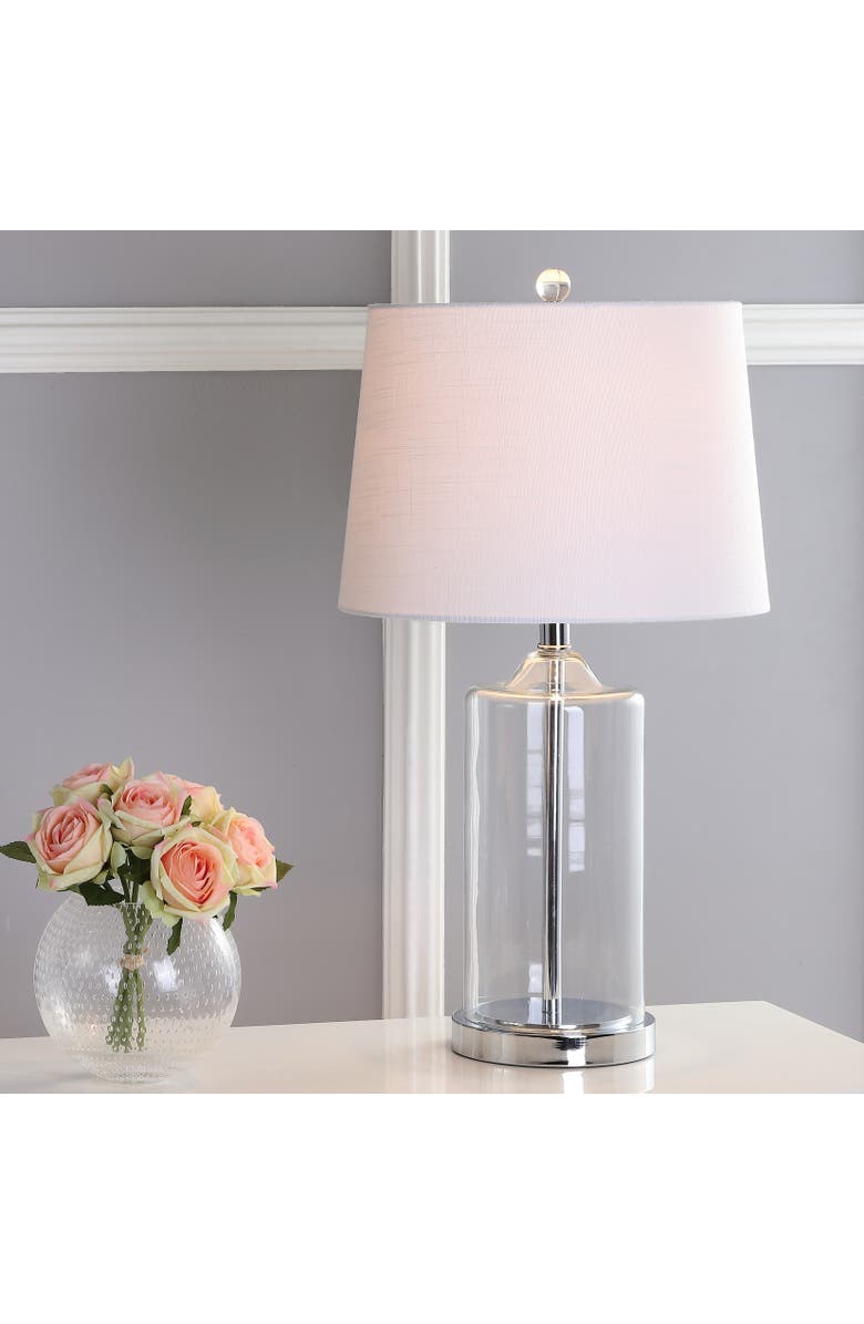 JONATHAN Y Walsh Glass LED Table Lamp, Alternate, color, Clear/Chrome