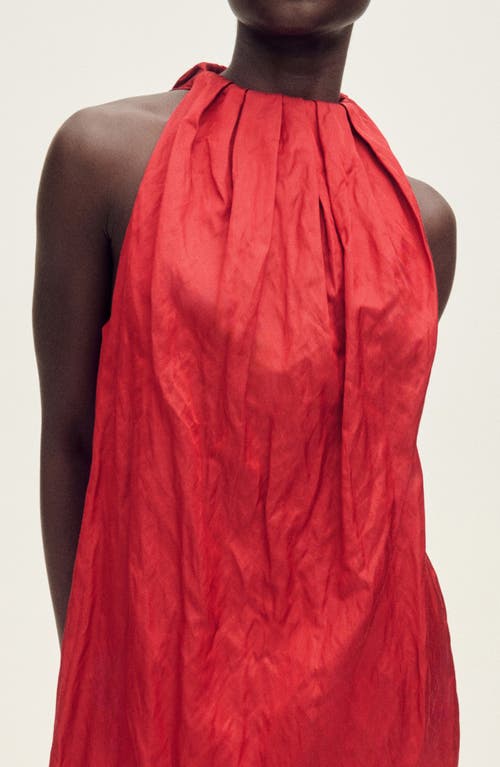 Mango Halter Dress With Bow Detail Red