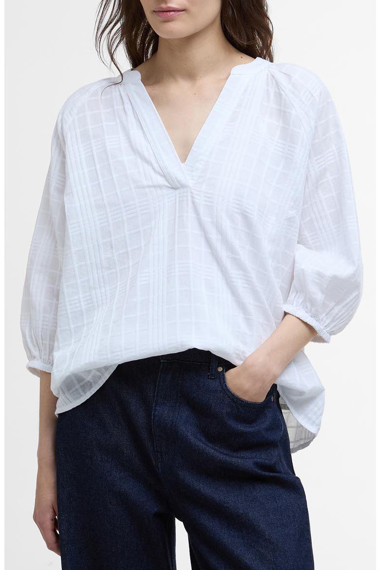 Heidi Windowpane Check Cotton Top, Main, color, WHITE