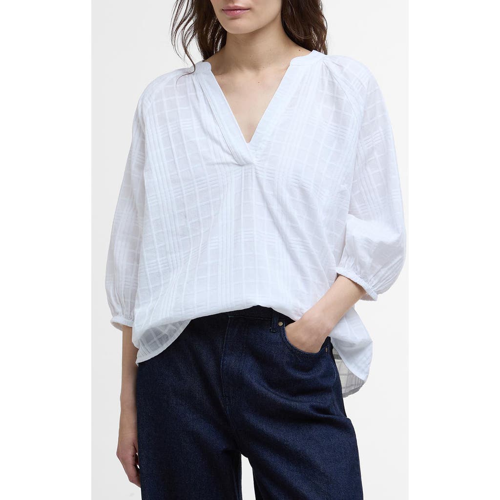Barbour Heidi Windowpane Check Cotton Top In White