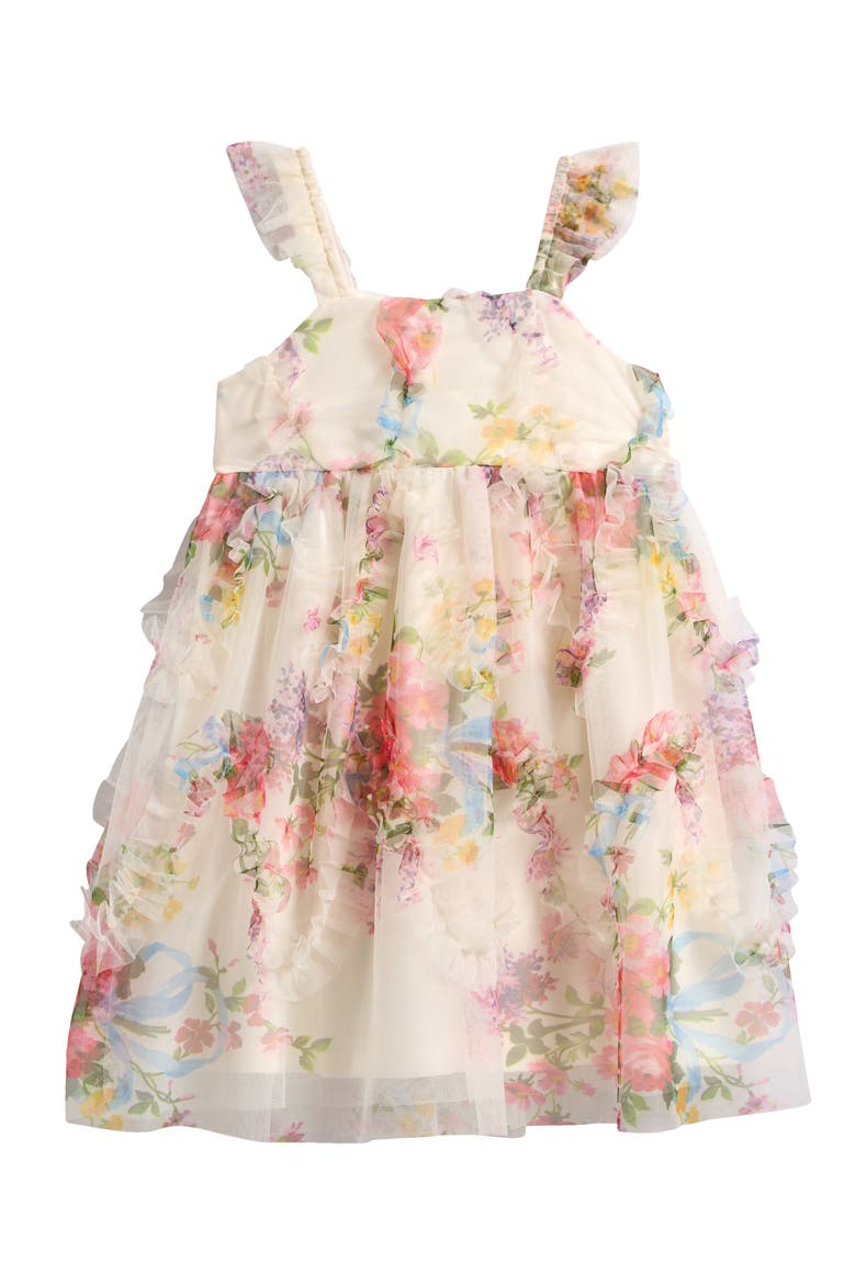 Kids' Ruffle Trapeze Party Dress, Alternate, color, TAUPE MULTI