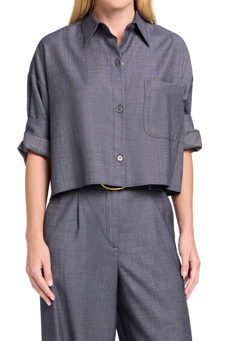 Next Ex Button-Up Wool Blend Shirt, Main, color, MEDIUM INDIGO