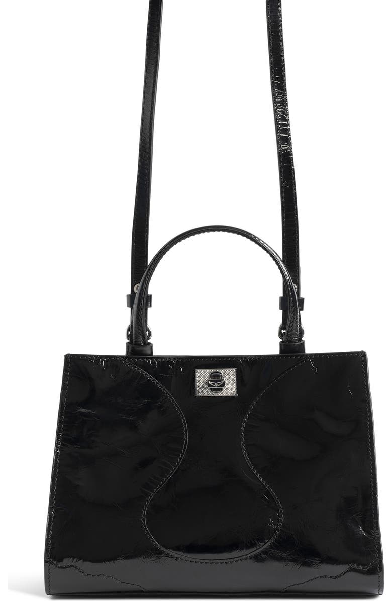 Zadig & Voltaire Jack Patent Leather Shoulder Bag, Alternate, color, Black