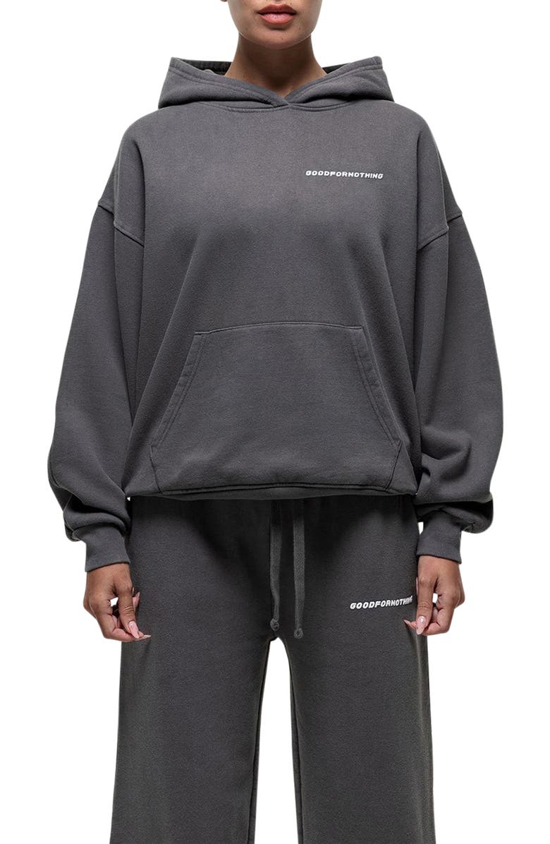Good For Nothing Vintage Grey Relaxed Hoodie, Main, color, Grey