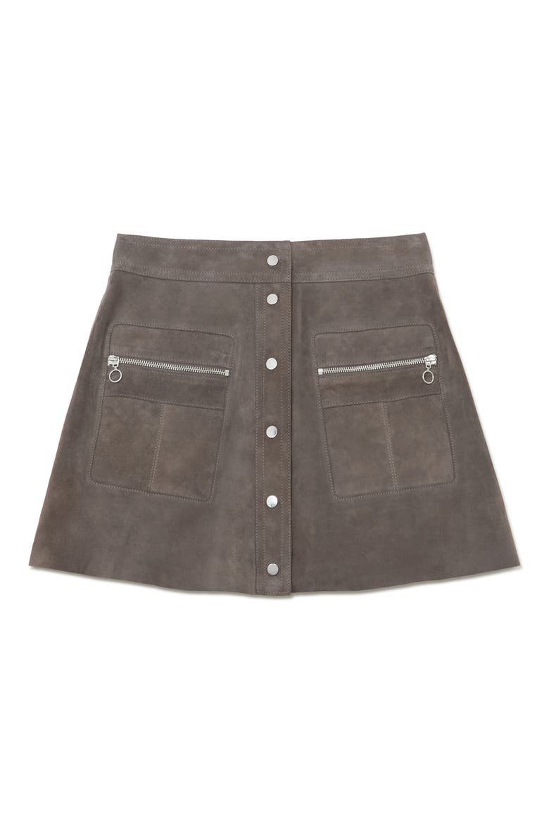 Tia Suede Miniskirt, Alternate, color, DARK GREY
