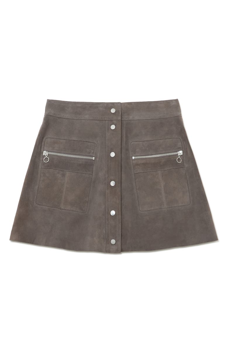 Reiss Tia Suede Miniskirt, Alternate, color, Dark Grey