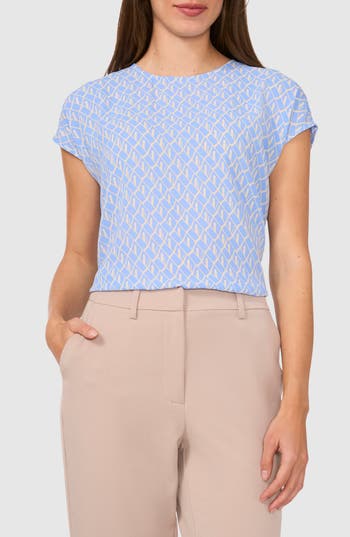 Halogen ® Geo Print Cap Sleeve Shell In Blue