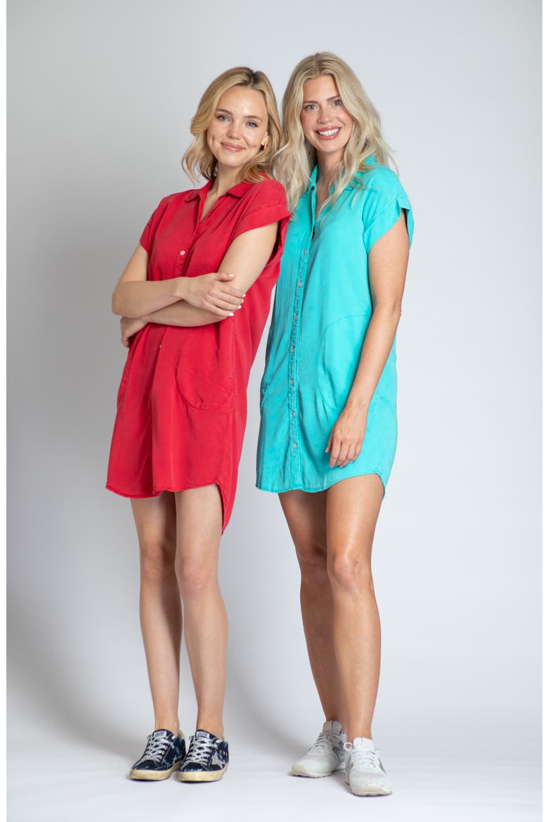 Short Sleeve Shirtdress, Alternate, color, RED