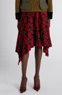 McQueen MacQueen Tartan Pleated Raw Edge Midi Skirt