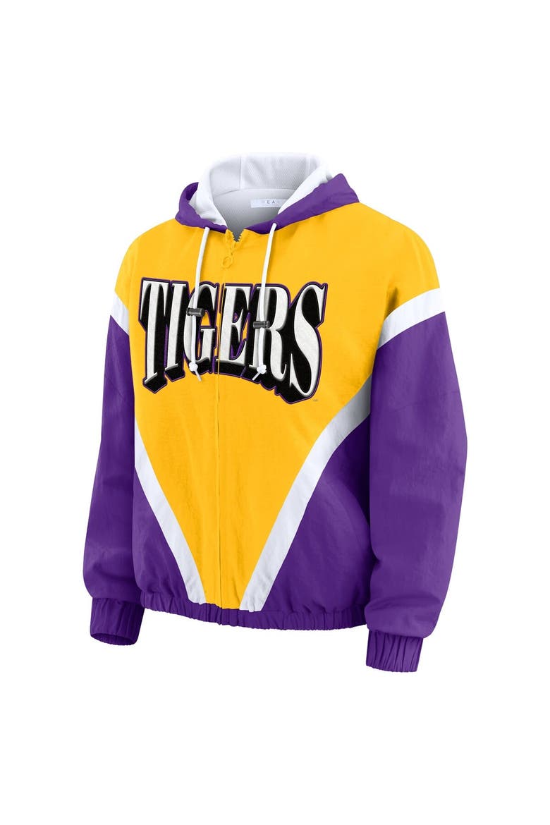 Women's WEAR by Erin Andrews Gold/Purple LSU Tigers Colorblock Full-Zip Hoodie Windbreaker Jacket, Alternate, color, Gold