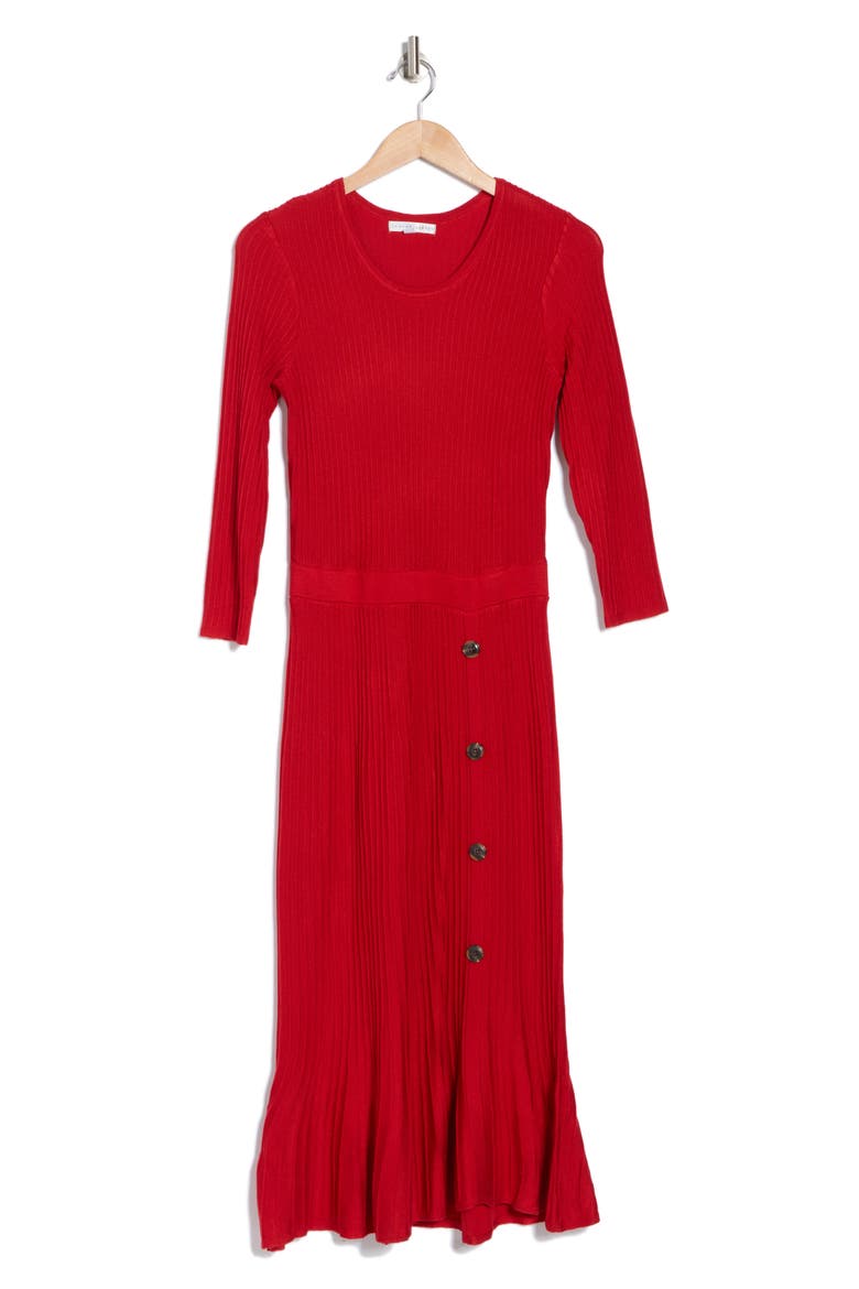 Ribbed Sweater Dress, Alternate, color, RED