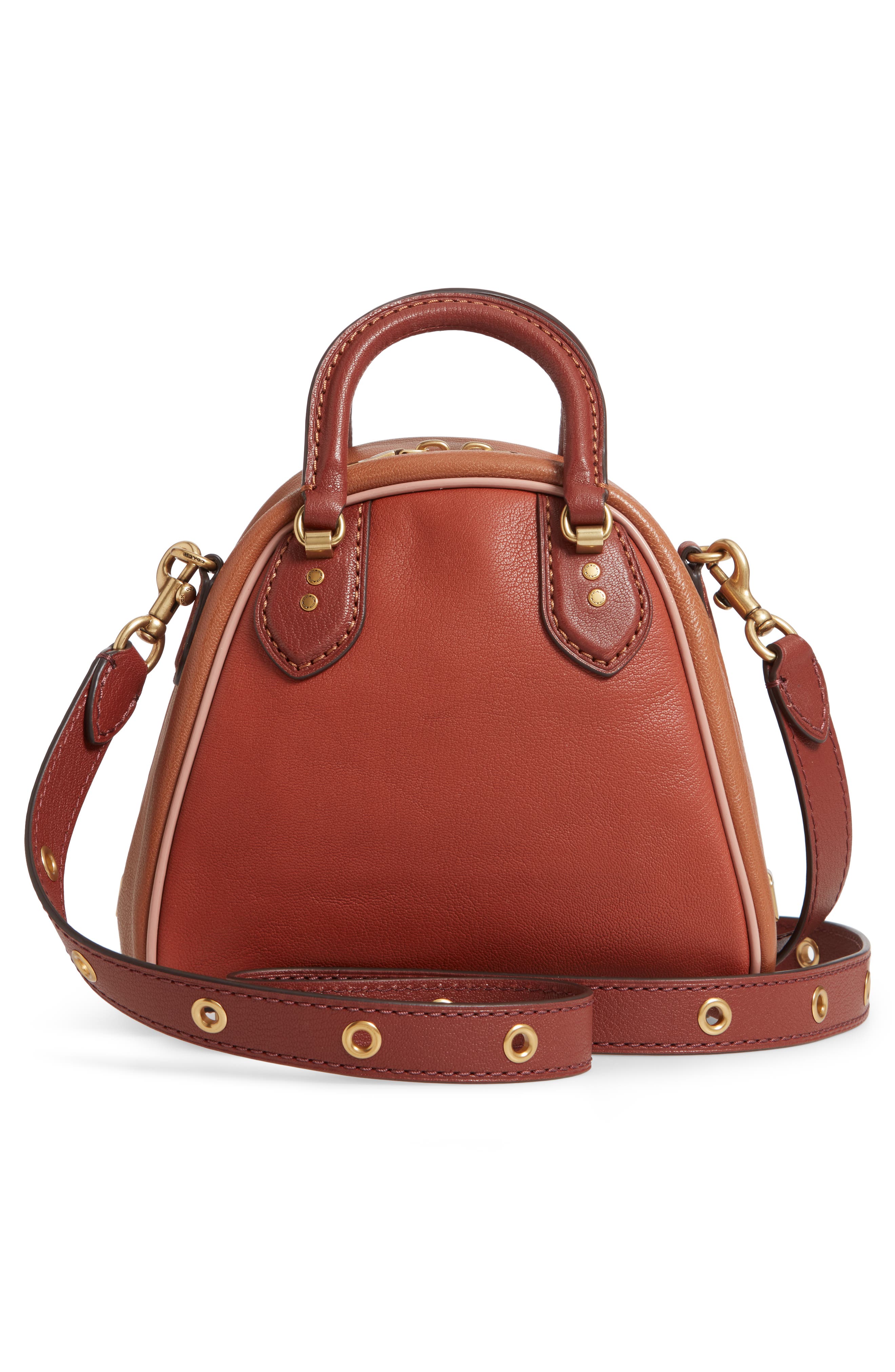 COACH Marleigh 20 Colorblock Goatskin Leather Satchel, Alternate, color, 