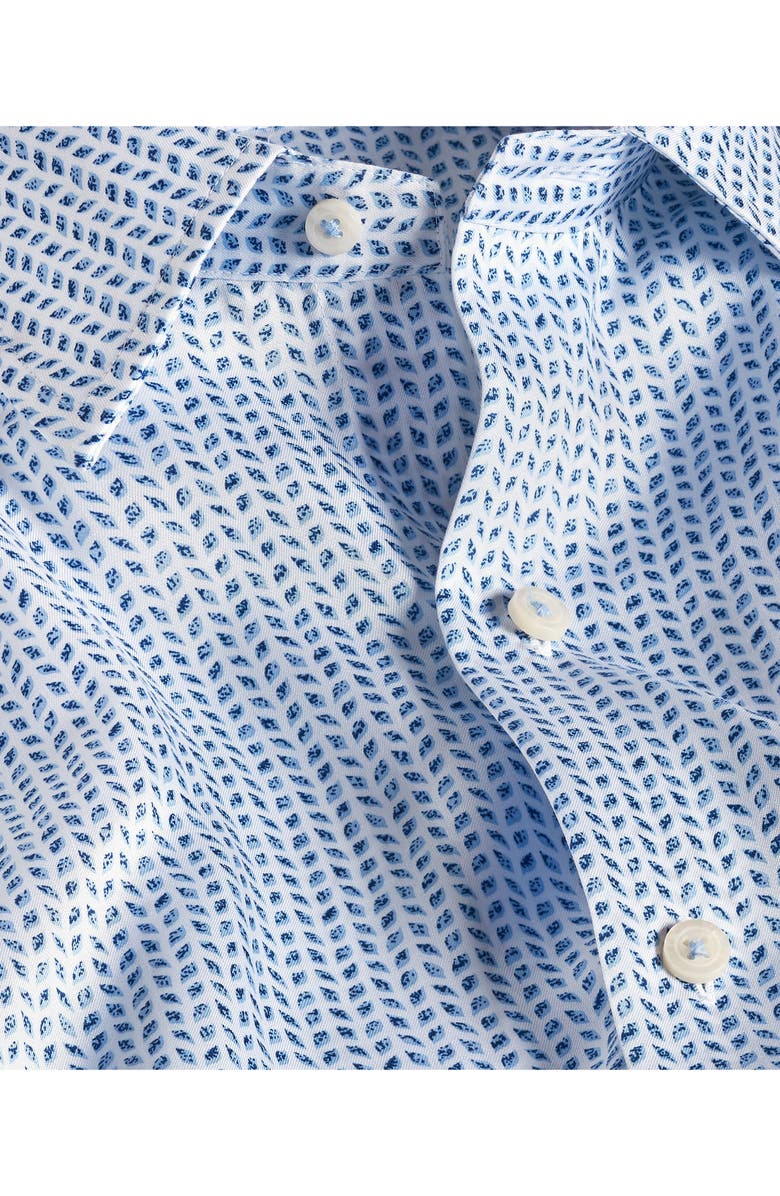 David Donahue Neat Print Short Sleeve Shirt, Alternate, color, White/ Blue