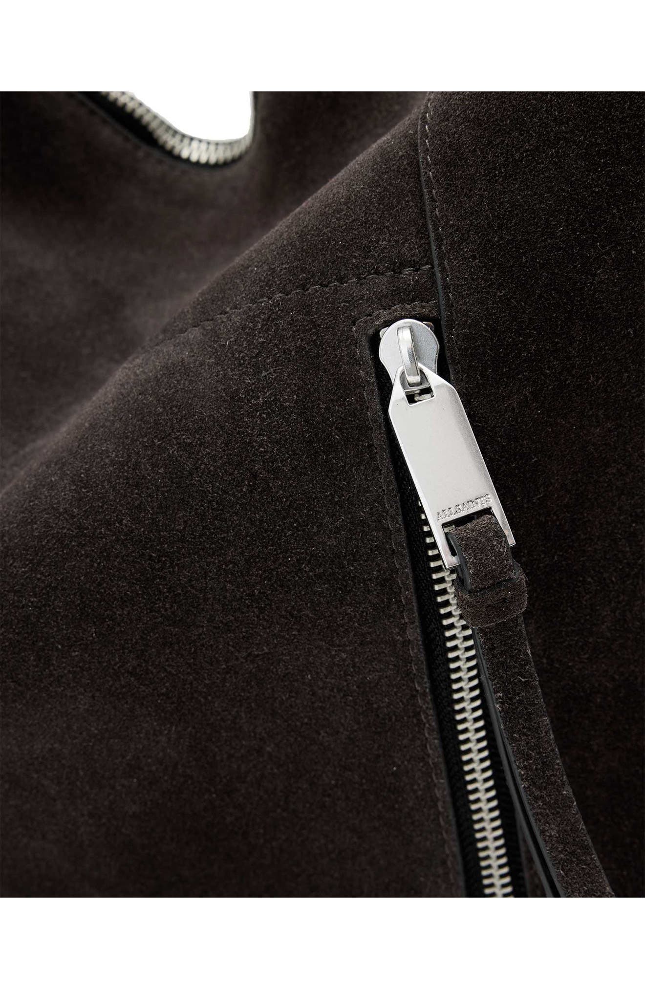 AllSaints Medium Alba Suede Shoulder Bag, Alternate, color, Bitter Brown