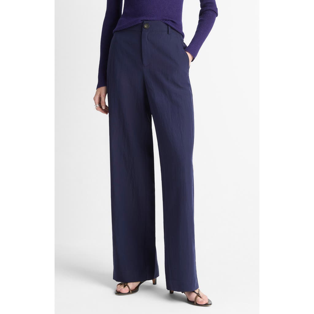 Vince Mid Rise Relaxed Wide Leg Pant In Blue