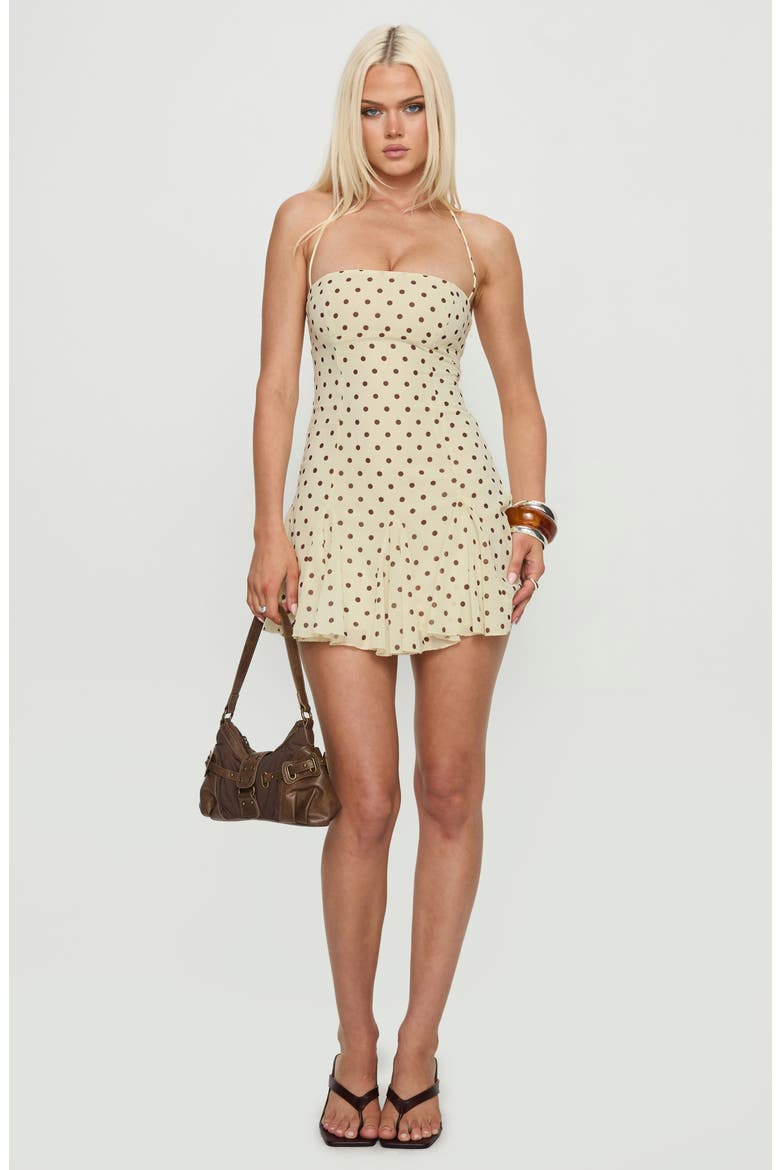 Delamere Dot Halter Minidress, Alternate, color, YELLOW/ BROWNPOLKADOT