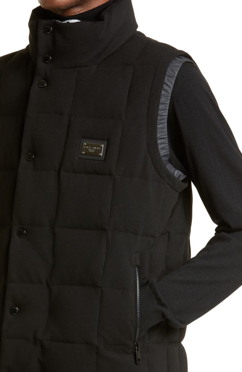 Dolce&Gabbana Logo Plaque Quilted Vest, Alternate, color, Black