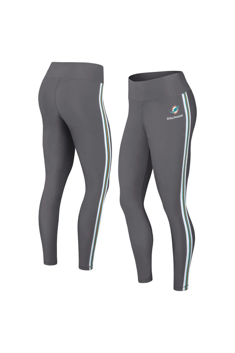 Women's WEAR by Erin Andrews Charcoal Miami Dolphins Color Block Leggings, Main, color, Charcoal