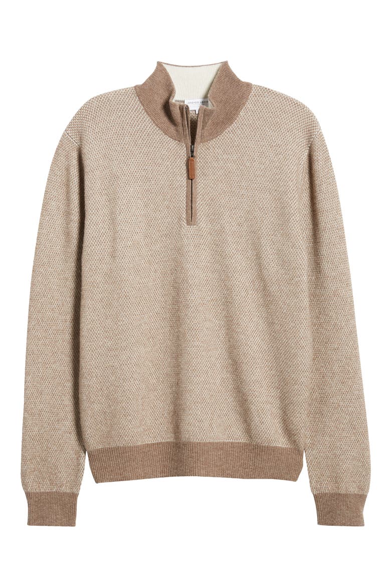 Merino Wool & Cashmere Bird's Eye Sweater, Alternate, color, CAMEL