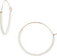 Nordstrom Faux Pearl Wire Hoop Earrings