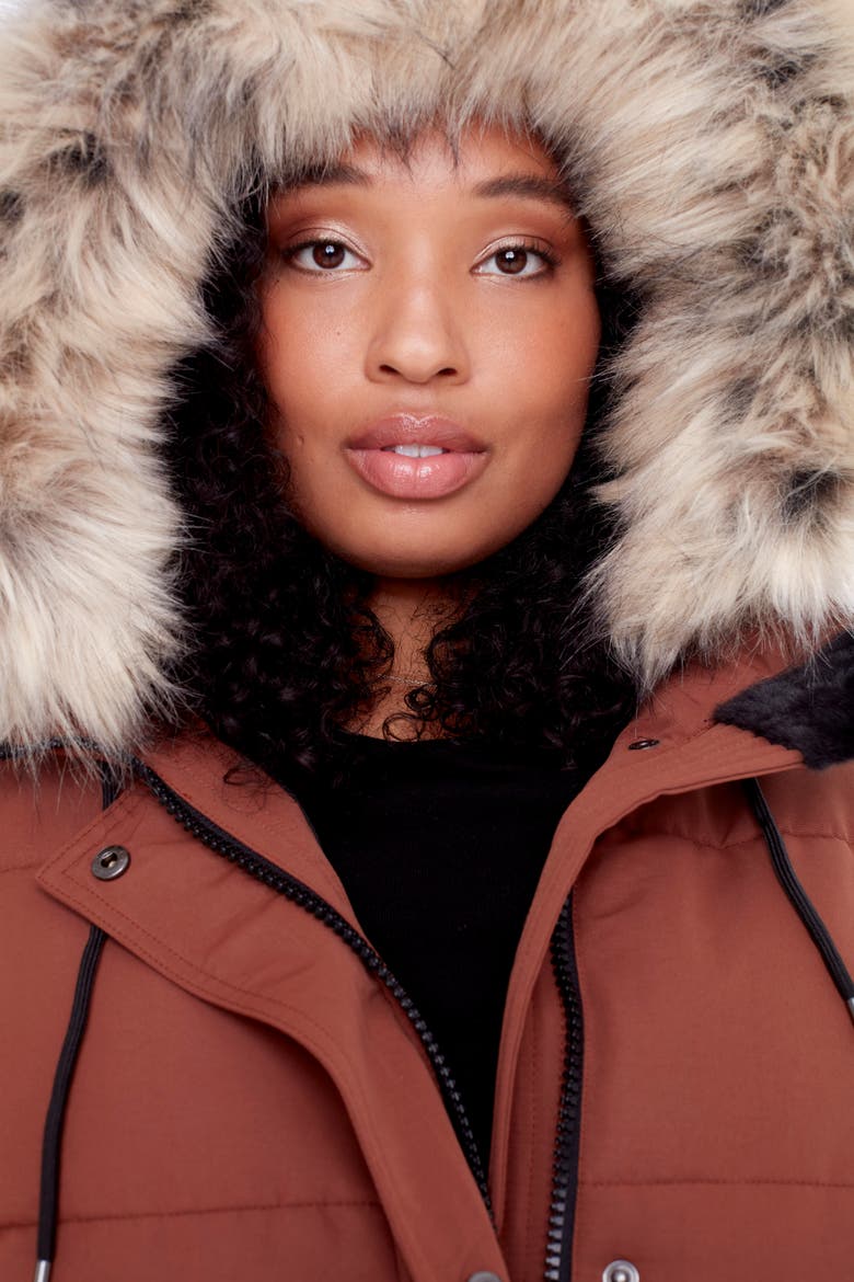 AULAVIK PLUS SIZE - Vegan Down Mid-length Hooded Parka Coat, Alternate, color, MAPLE