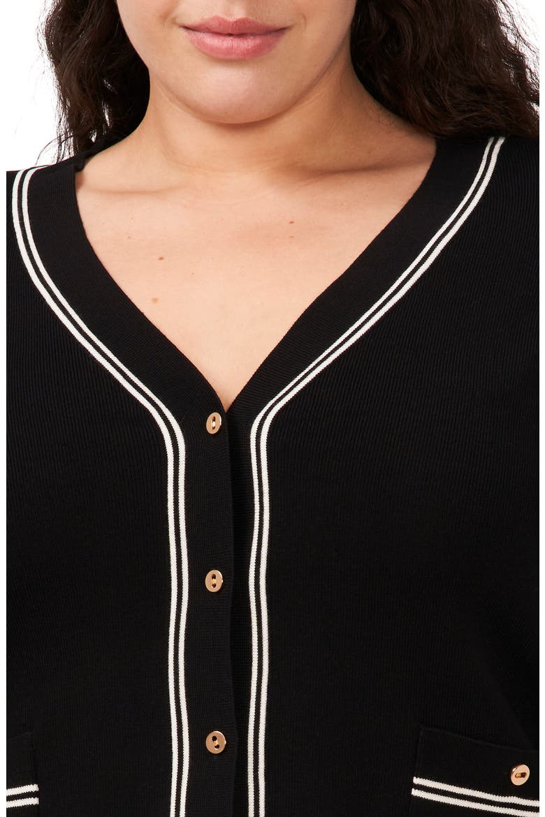 Contrast Trim Two-Pocket Cardigan, Alternate, color, RICH BLACK