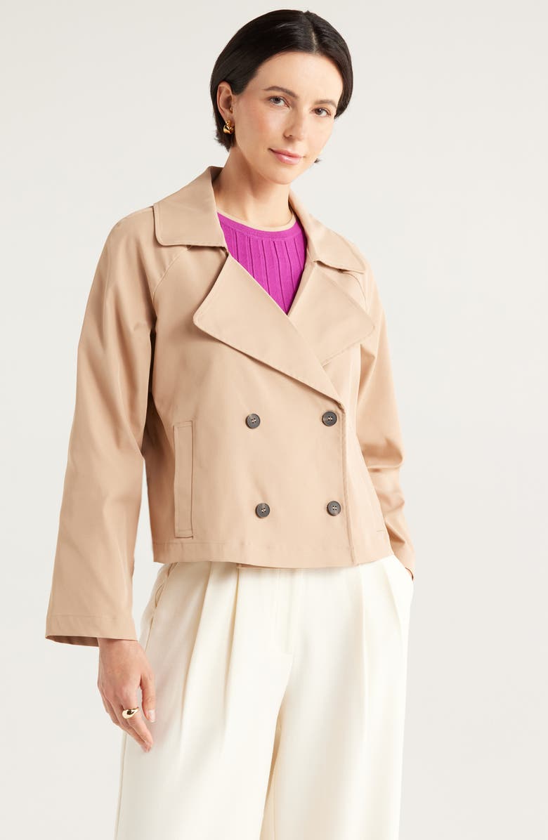 NORDSTROM RACK Double Breasted Crop Trench Coat, Main, color,