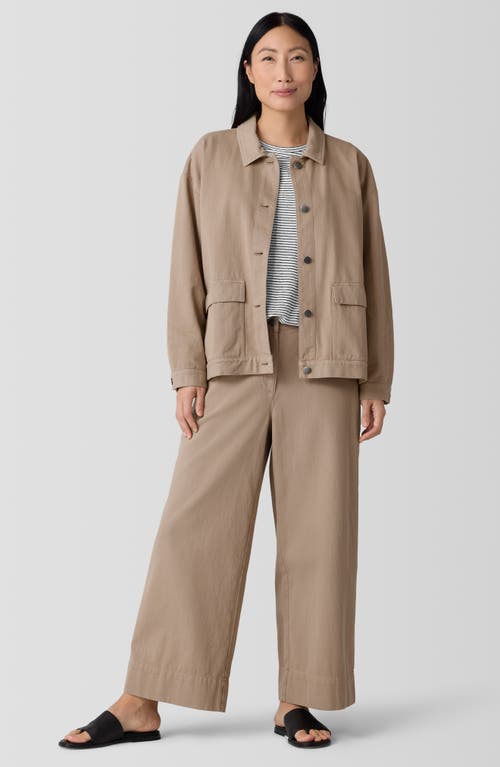 Eileen Fisher Classic Collar Organic Cotton Jacket In Biscuit
