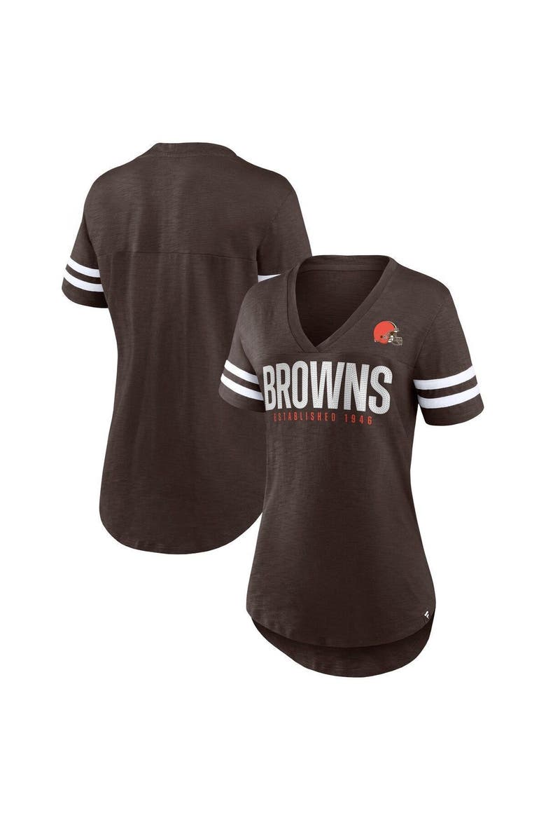 Women's Fanatics Branded Brown Cleveland Browns Speed Tested V-Neck T-Shirt, Alternate, color, Brown