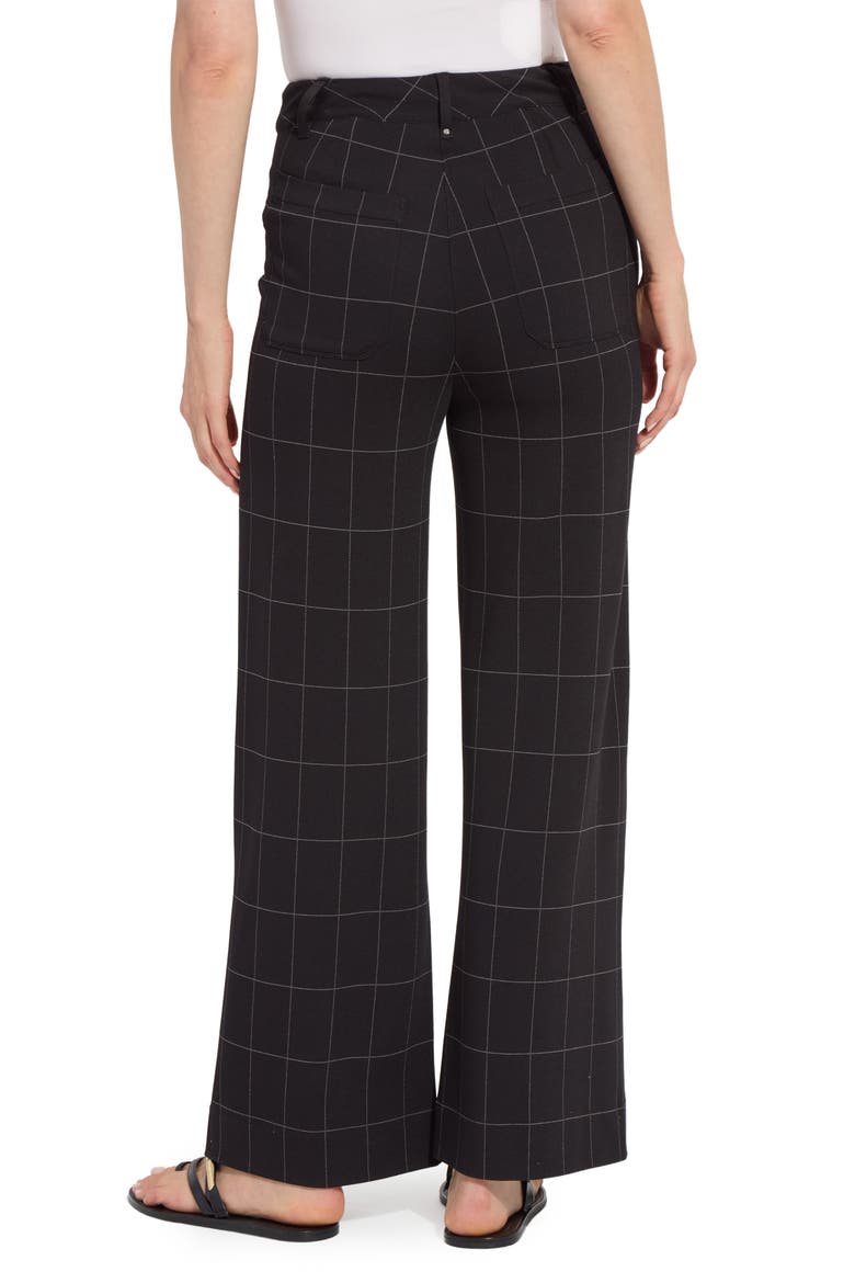 Erin Windowpane Check High Waist Wide Leg Ponte Pants, Alternate, color, DOUBLE CHECK LINE