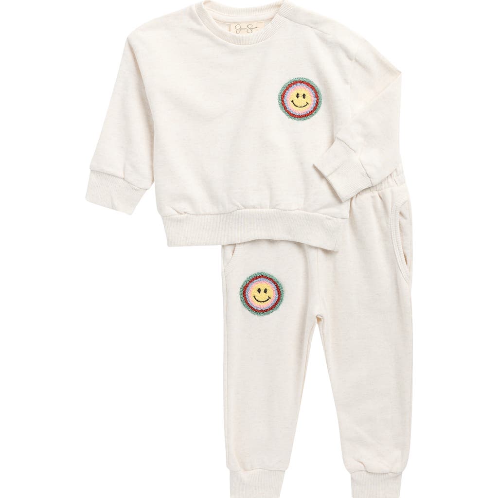 Jessica Simpson French Terry Flowers Sweatshirt & Joggers Set In White