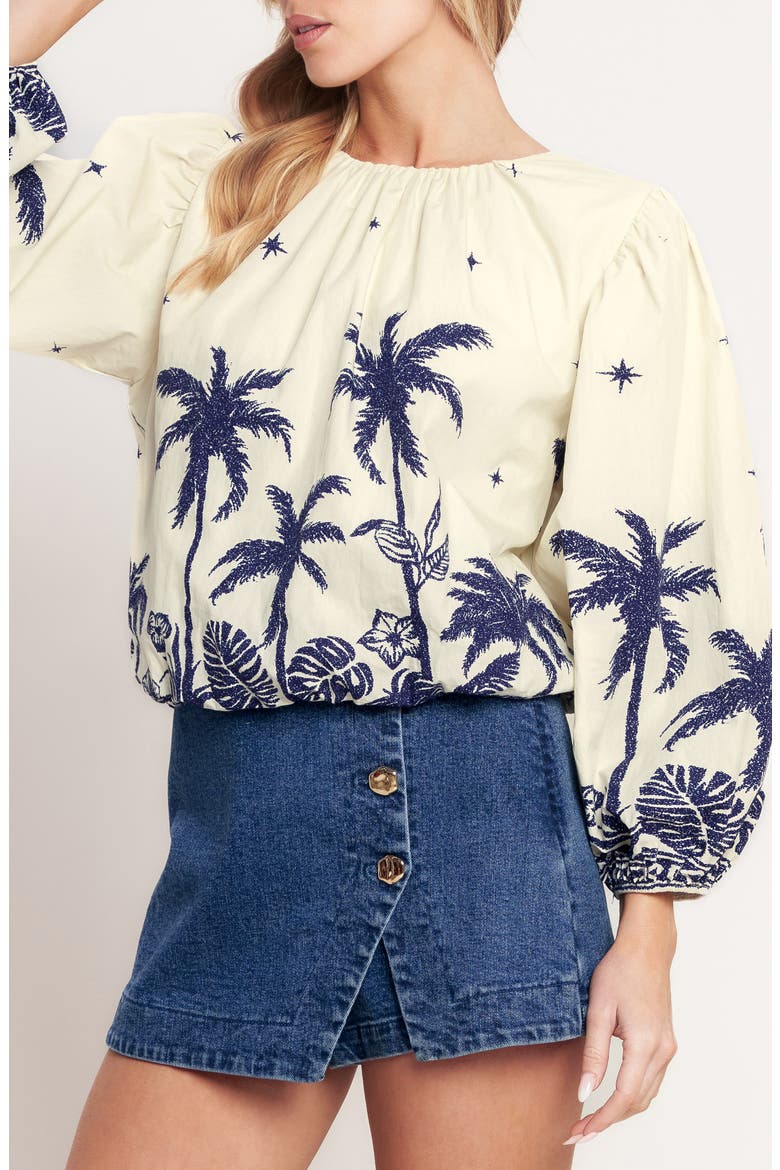 Printed Puff Sleeve Top, Alternate, color, OFF WHITE