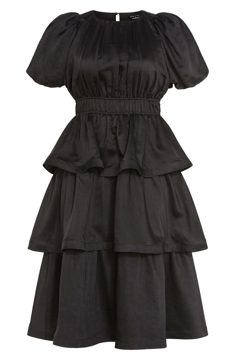 City Chic Heavenly Tiered Puff Sleeve Midi Dress, Alternate, color, 