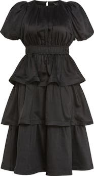City Chic Heavenly Tiered Puff Sleeve Midi Dress