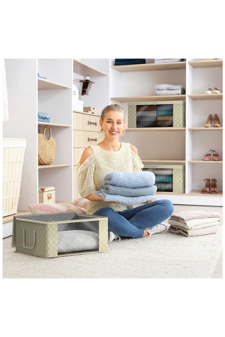 8-Pack Foldable Storage Bins, Alternate, color, BEIGE