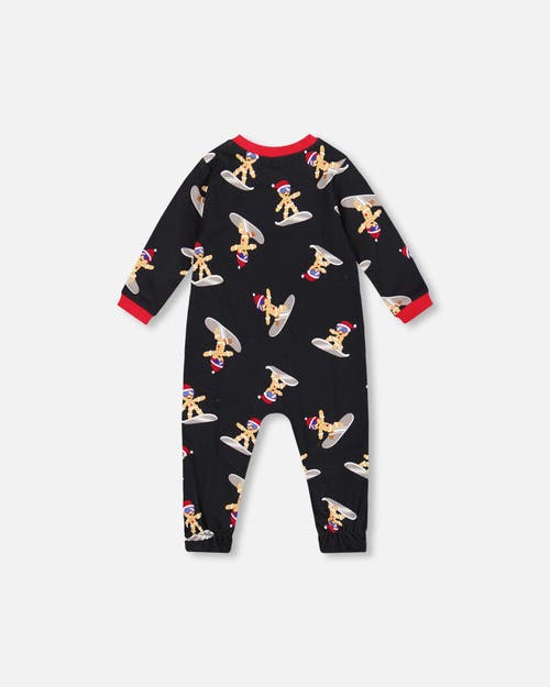 Deux Par Deux One-piece Organic Cotton Pajama Cookie In Black