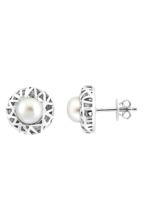 Sterling Silver Freshwater Pearl Stud Earrings