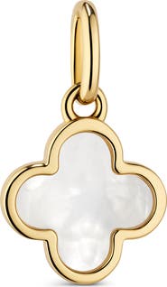 DEVATA Mother of Pearl Clover Pendant in 14K Gold