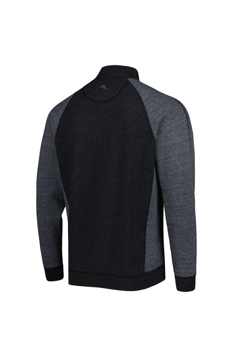 Tommy Bahama Men's Tommy Bahama Black Miami Hurricanes Sport Scrimmage Snap Mock Neck Raglan Button-Up Jacket, Alternate, color, 