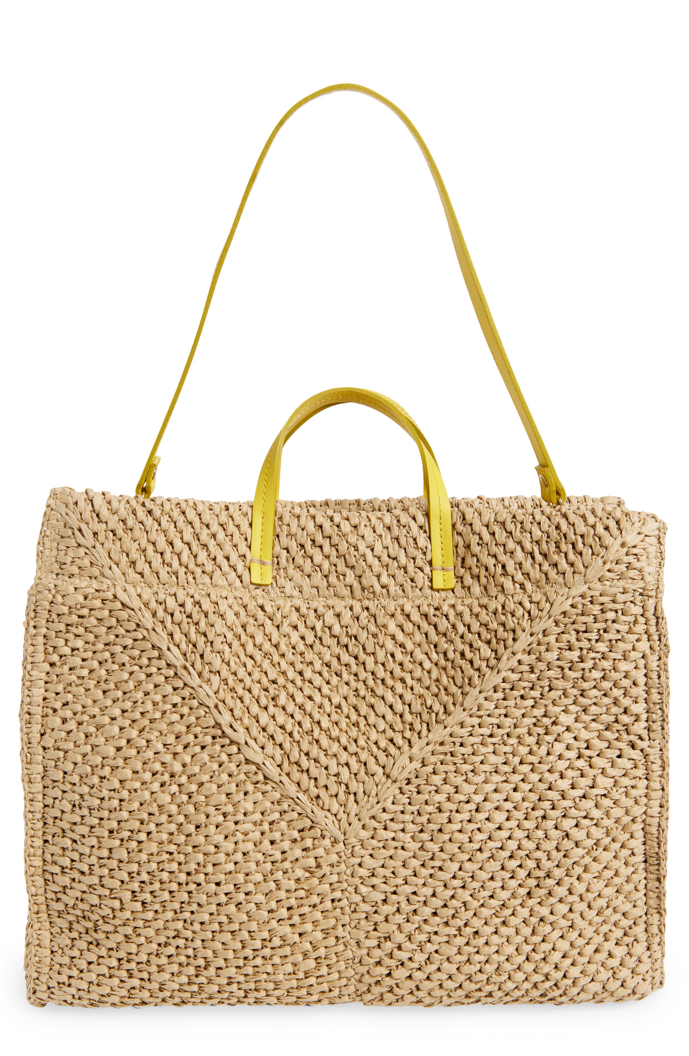 Clare V. Simple Woven Raffia Tote Bag, Main, color, Dune Raffia