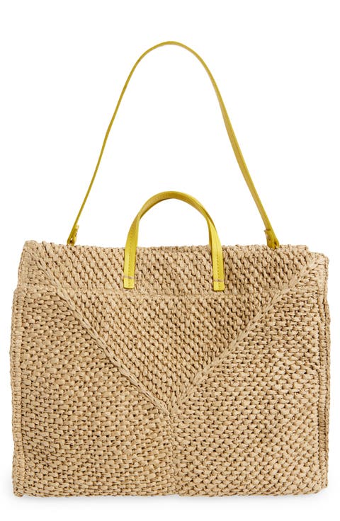 Simple Woven Raffia Tote Bag