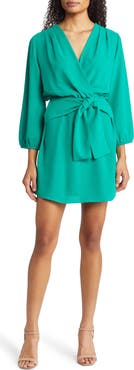 Fraiche by J Long Sleeve Tie Front Dress