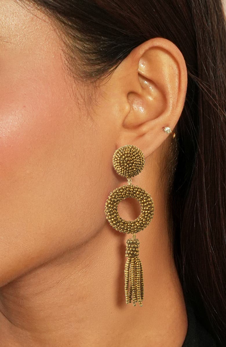 Deepa Gurnani Oliver Beaded Drop Earrings, Alternate, color, Antique Gold