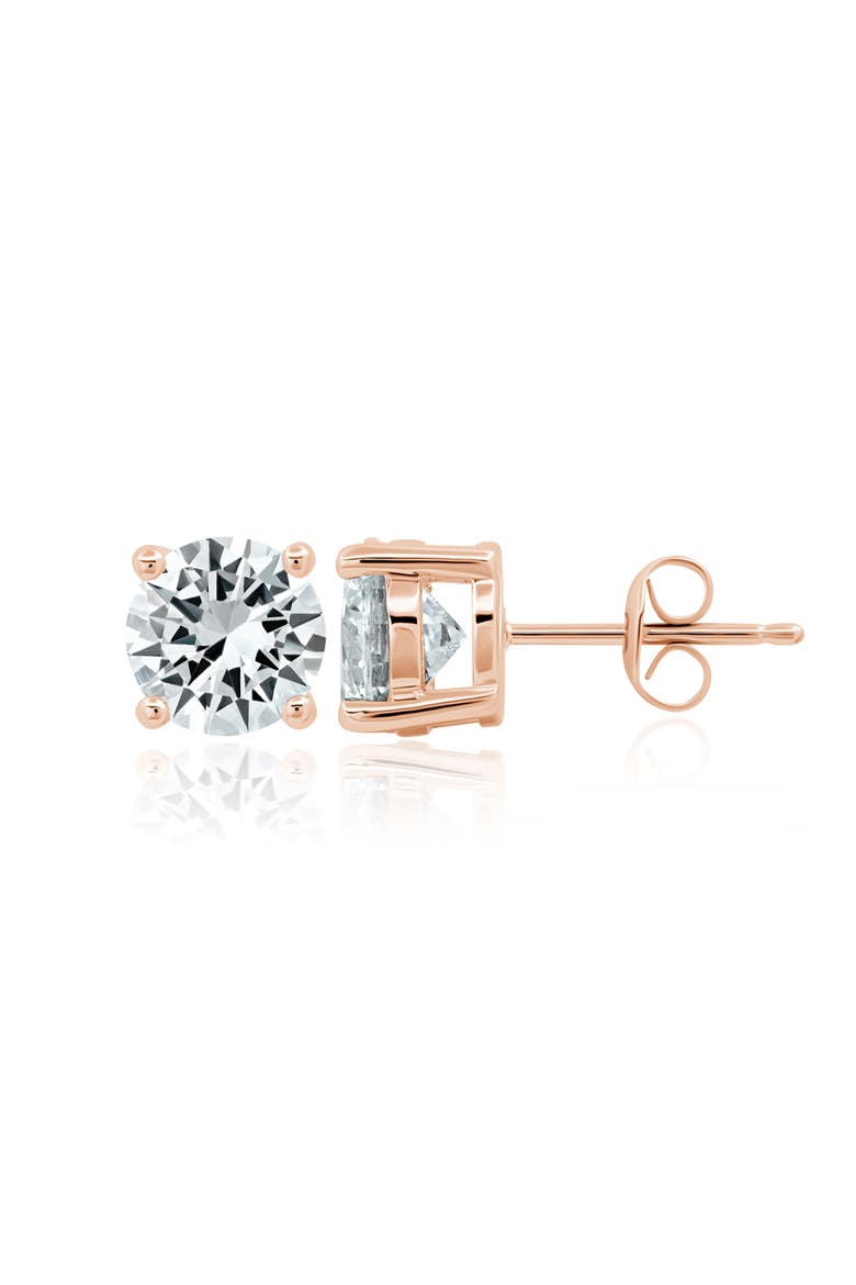 Brilliant Cubic Zirconia Stud Earrings, Main, color, 18KT ROSE GOLD/ CLEAR STONE